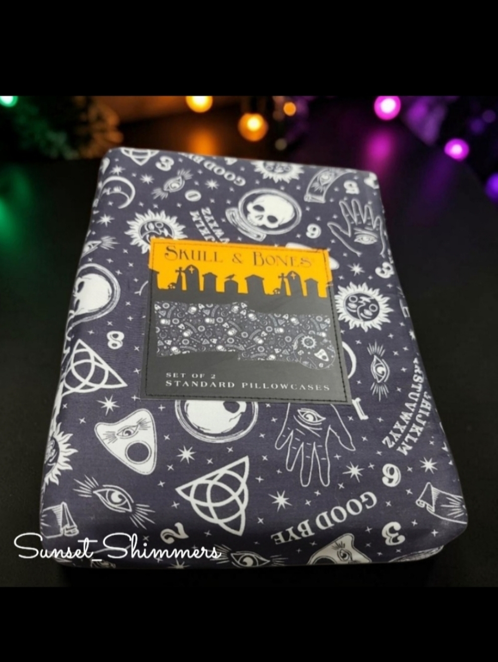 2pc Halloween GOTH OUIJA BOARD SKULL Standard 100% Cotton Pillowcase Set New